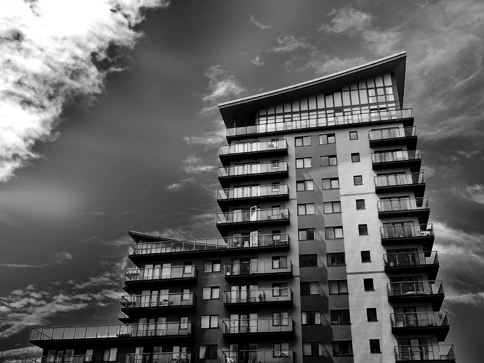 High Rise Building In Black And White