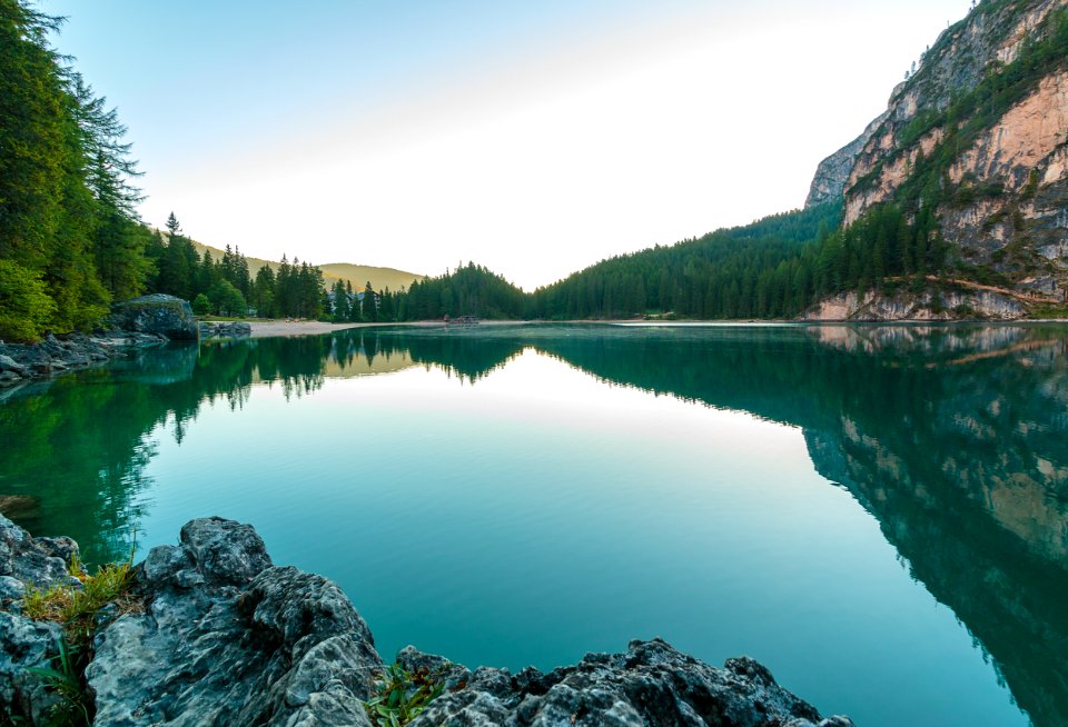 Alpine Lake In Dolomites Italy