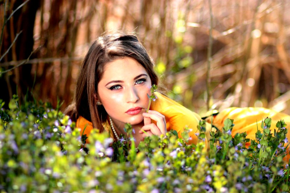 Beauty Yellow Flower Girl