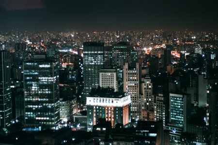 Aerial View Of Illuminated City At Night