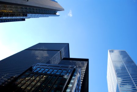 Low Angle View Of City Skyscrapers photo