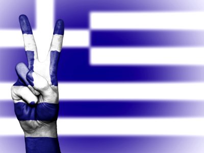 Greek Flag And Peace Sign photo