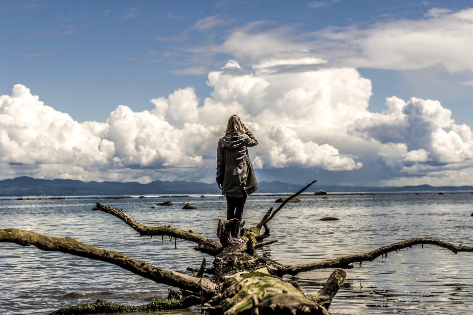 Woman On Driftwood
