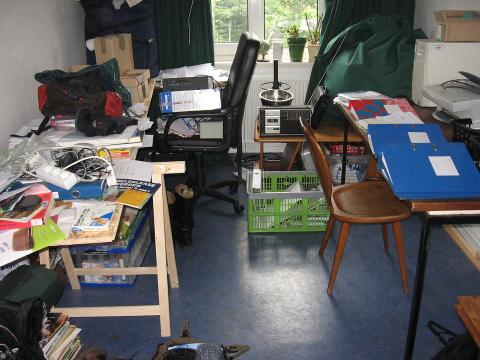 Living room clutter chaos