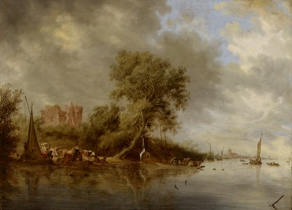 Salomon Jacobsz Van Ruysdael (160016031670) River Landscape With The Ruins Of The Castle Of Egmond  Jokimaisema