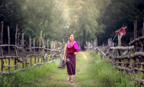 Full Length Of Girl Standing In Water