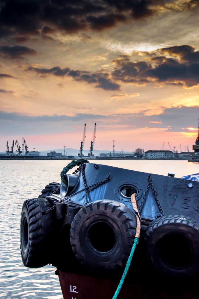 Tires On Ship In Harbor