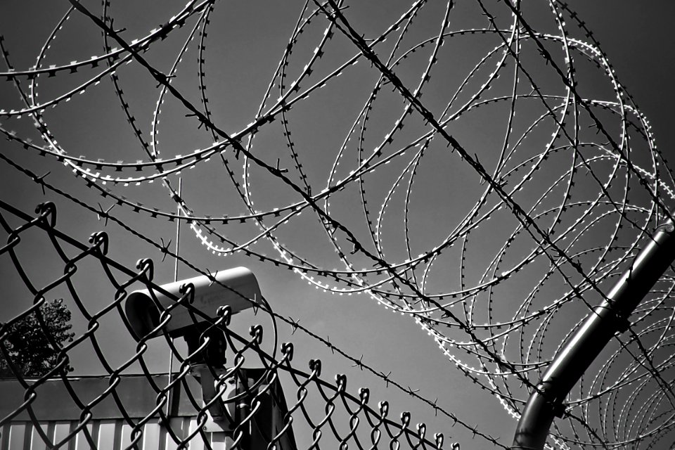 Razor Wire Fence And CCTV Camera