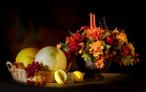 Autumn Floral And Fruit Arrangement