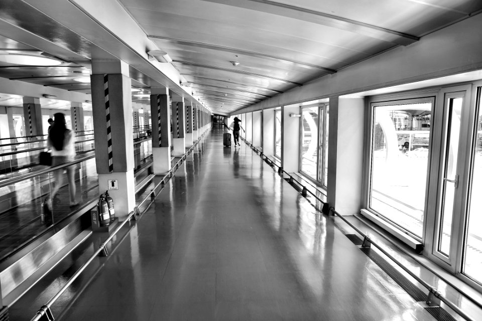 Woman Running On Hallway