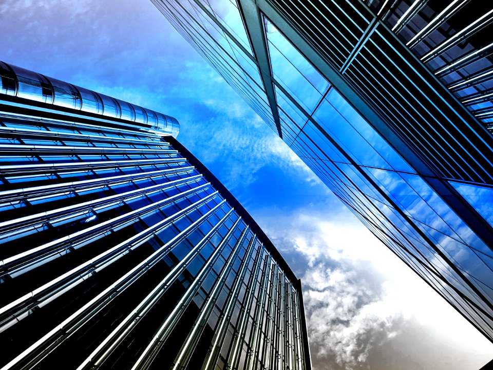 High Rise Buildings Against Blue Skies