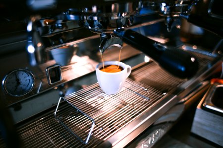 Cup Of Espresso On Machine