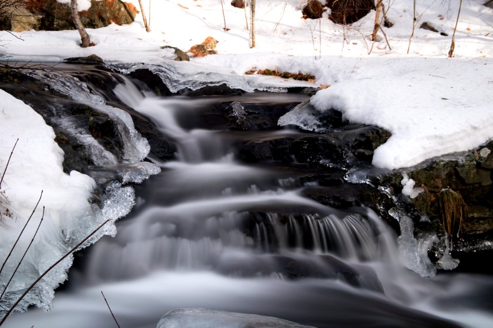 Blur Of Stream With Snowy Banks