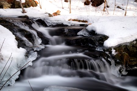 Blur Of Stream With Snowy Banks