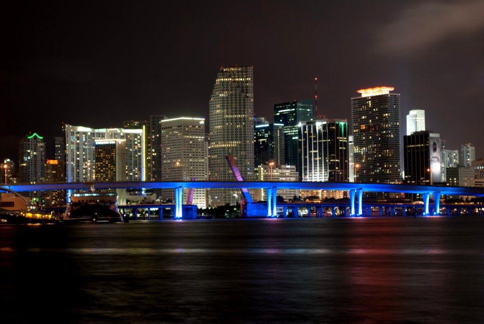 Miami Skyline Illuminated At Night