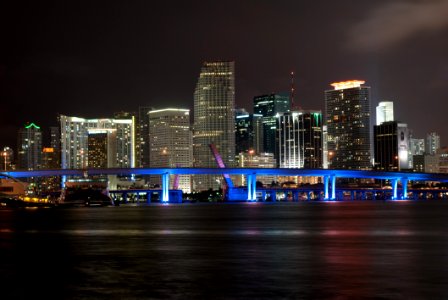 Miami Skyline Illuminated At Night photo