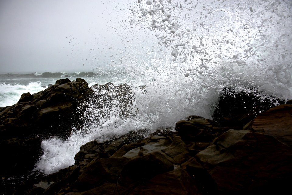 Waves Crashing On Rocks