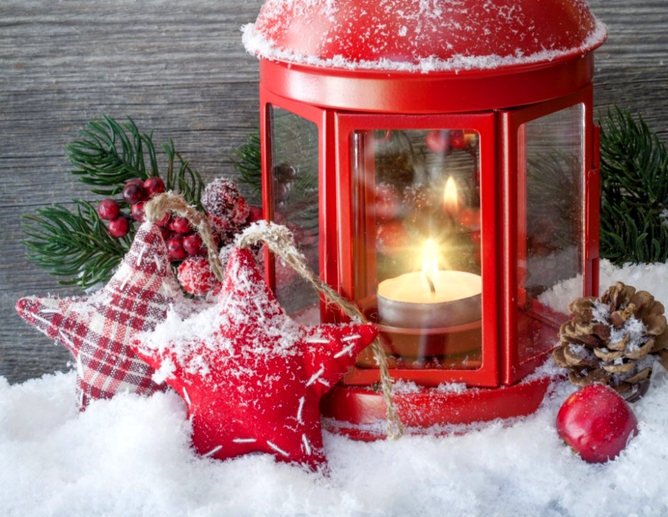 Christmas Decorations And Red Lantern