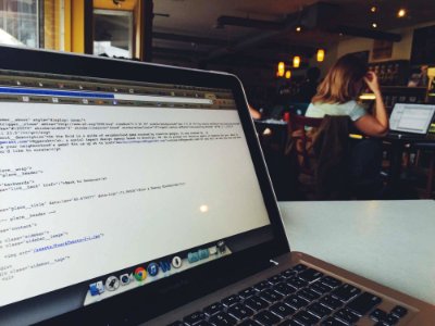 Laptop On Coffee Shop Table
