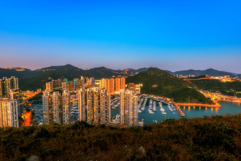Aberdeen Typhoon Shelters View At Yuk Kwai Shan (mount Johnston)