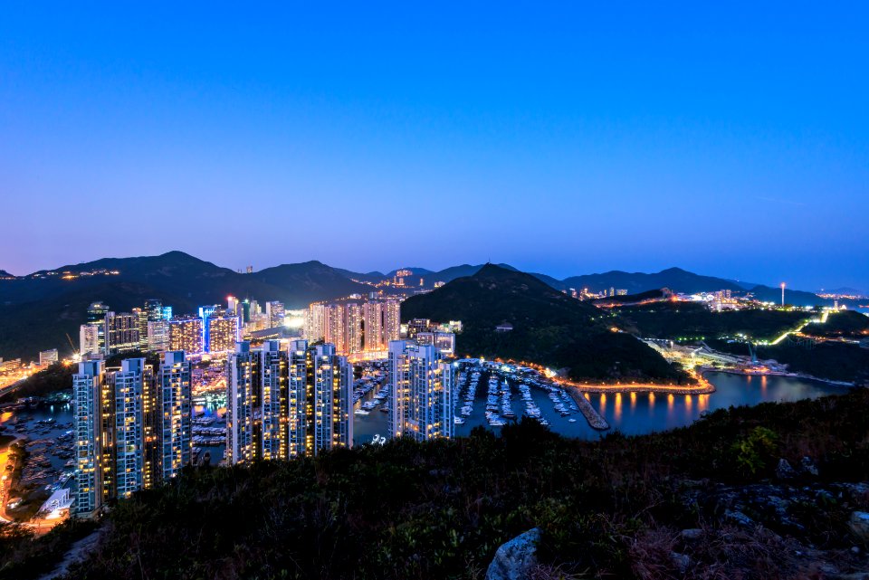 Aberdeen Typhoon Shelters View At Yuk Kwai Shan (mount Johnston)