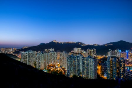 Aberdeen Typhoon Shelters View At Yuk Kwai Shan (mount Johnston) In Sunset Time