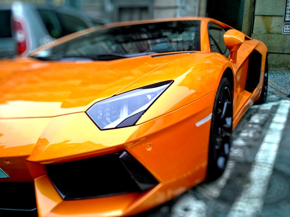 Orange Lamborghini Gallardo On Park