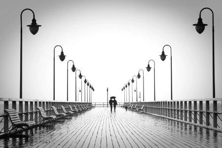 Pier In Rain