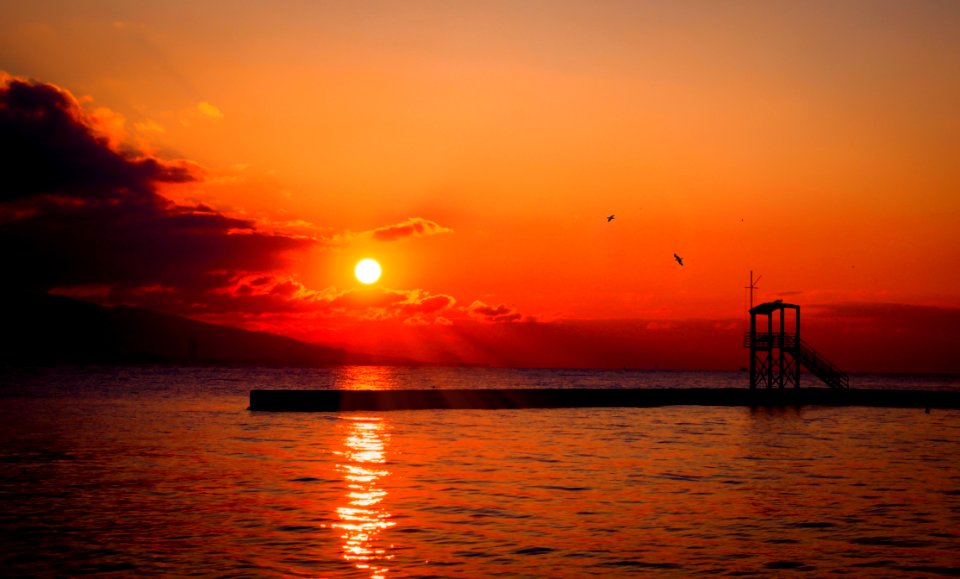 Afterglow Horizon Sunset Sea