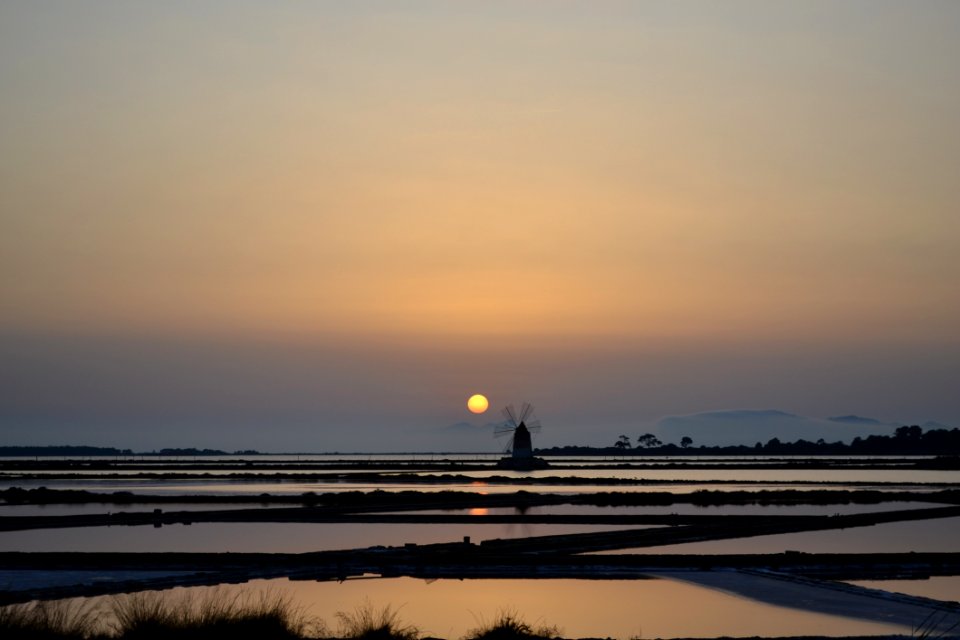 Silhouette Of Windmill During Sunset