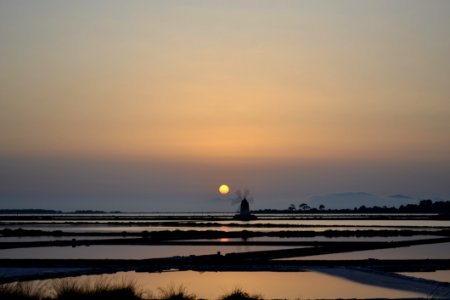 Silhouette Of Windmill During Sunset