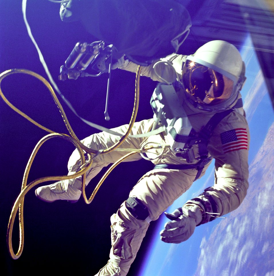 Edward H White Conducting First American Spacewalk