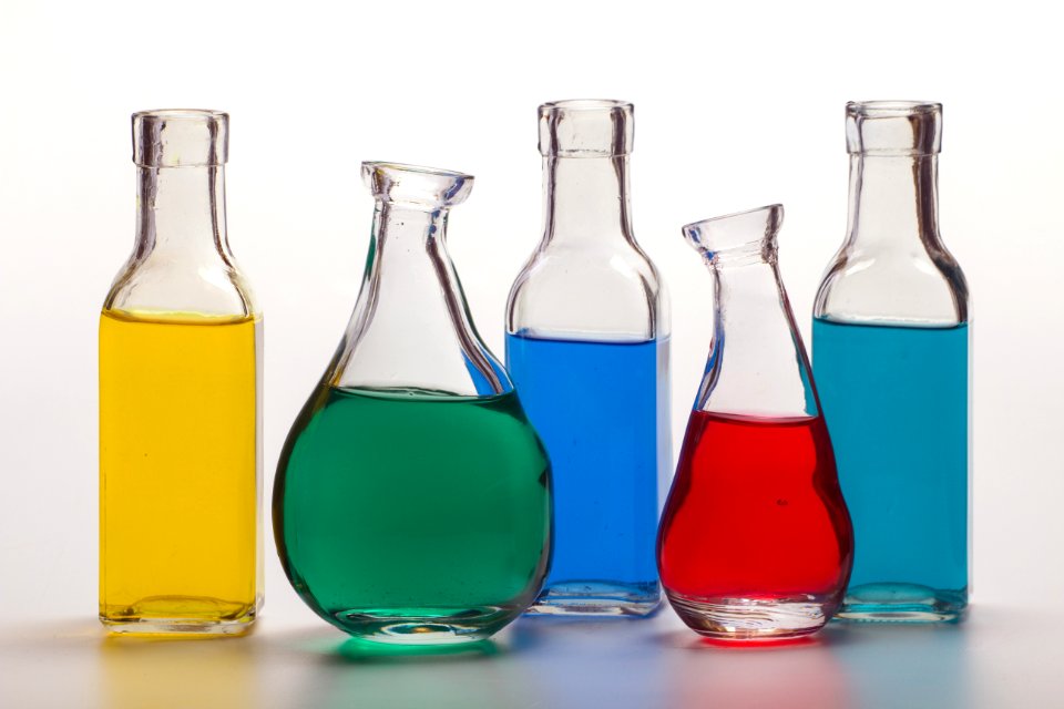 Clear Glass Chemical Bottle