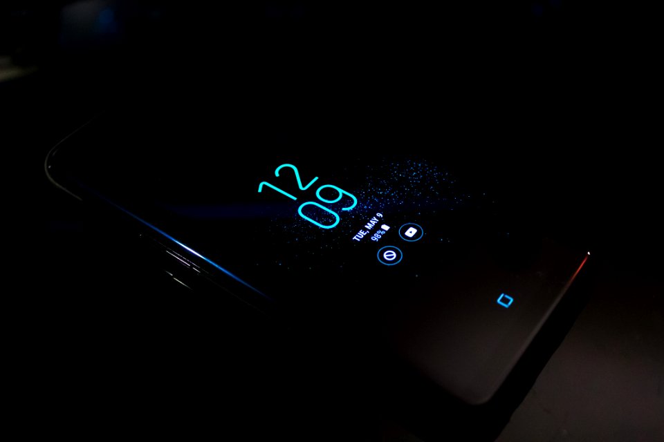 Mobile Phone Displaying Time