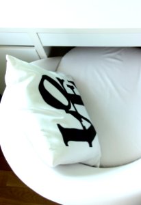 LOVE Pillow On White Chair photo