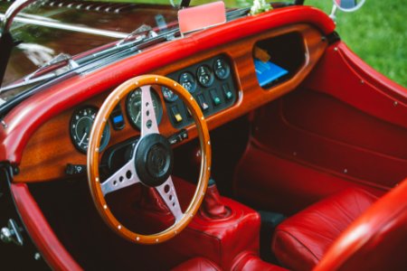 Old Car With Red Interior