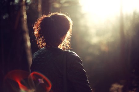 Girl In Nature Outdoors Autumn Lens Flare Sun Rays photo