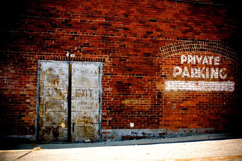 Brick Wall Rustic Old Metal Doors Private Parking