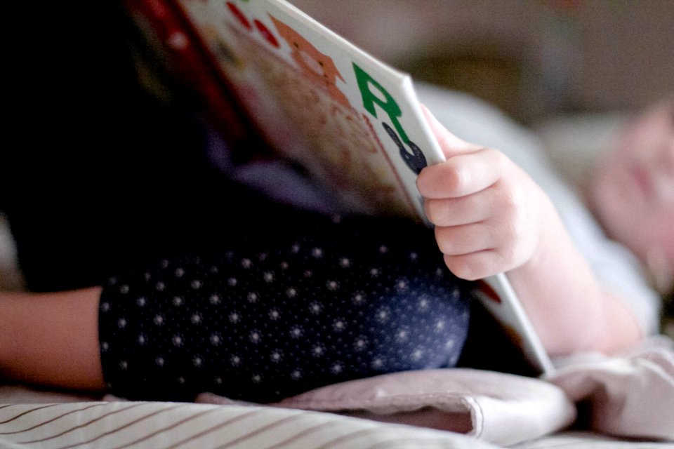 Public Domain- Little Girl Reading Book Bedtime Nap