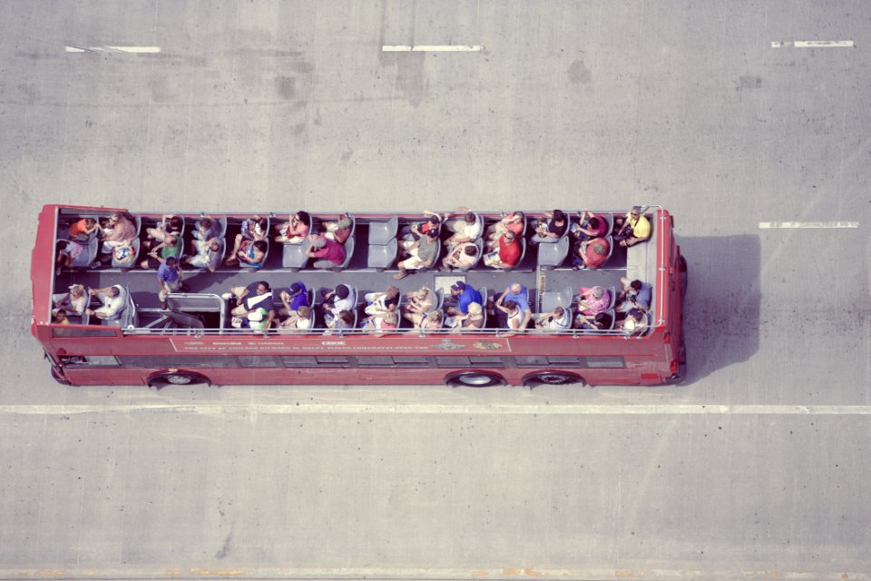Red Tour Bus Chicago Tourists