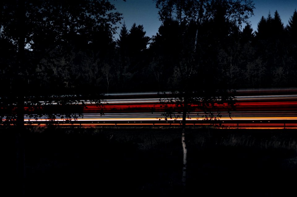 Light Streaks On Highway At Night