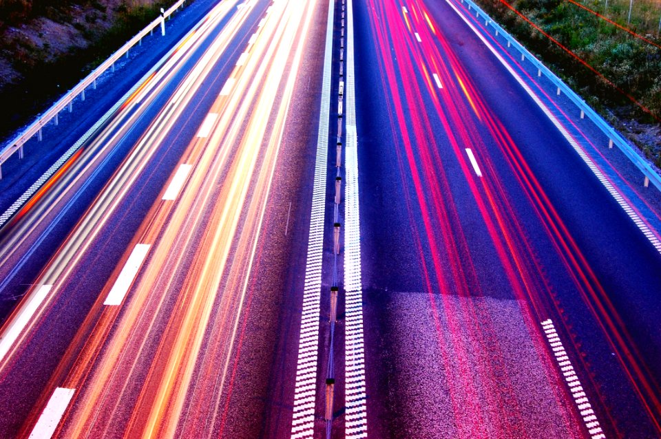 Blur Of Lights On Highway