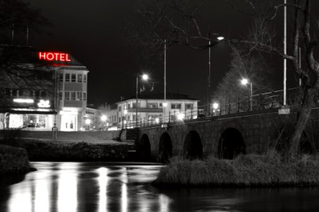 City Lights Reflecting At Night photo