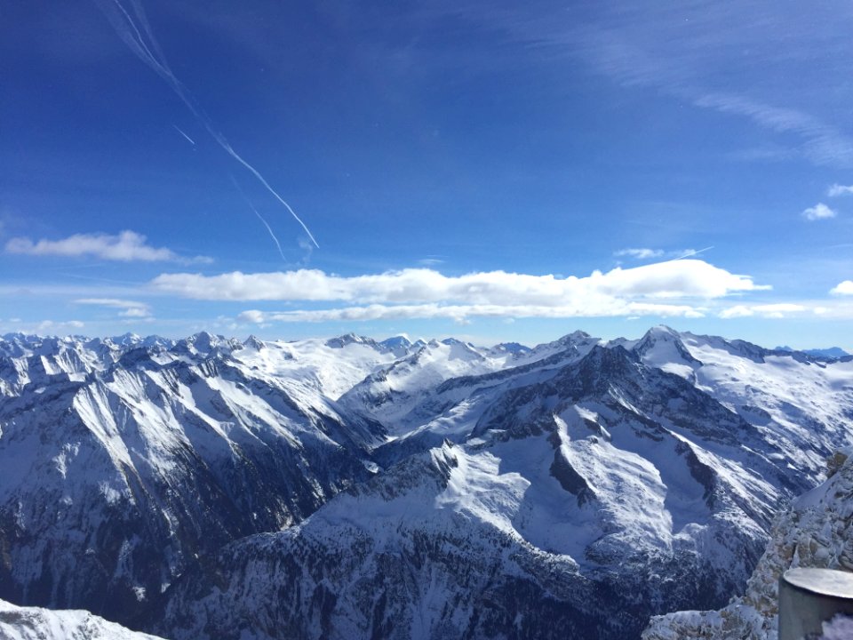 Aerial View Of Snow Capped Mountains