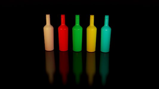 Colorful Bottles On Black
