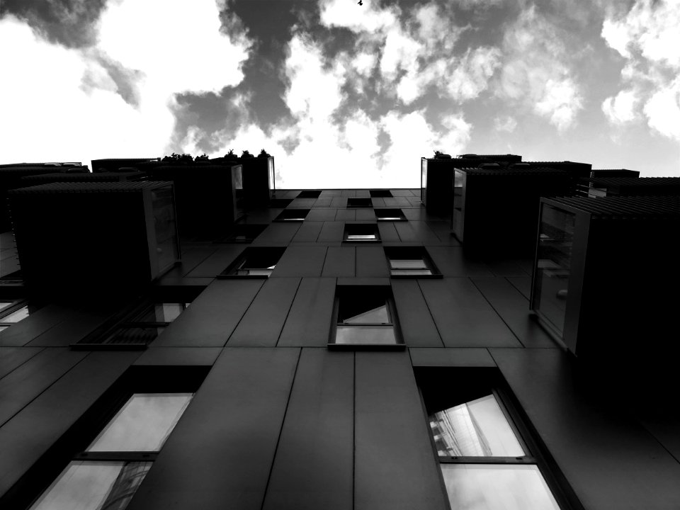 Building Exterior In Black And White