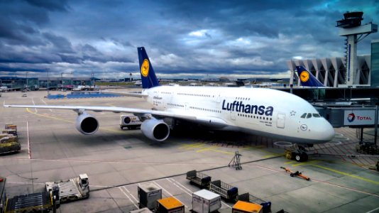 Lufthansa A380 At Terminal