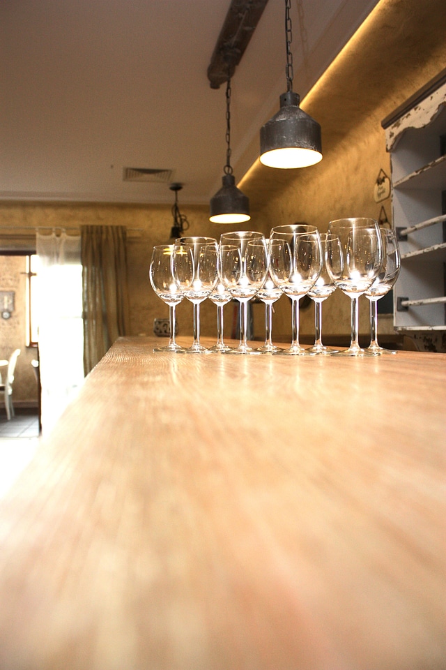Pub wine glasses lighting