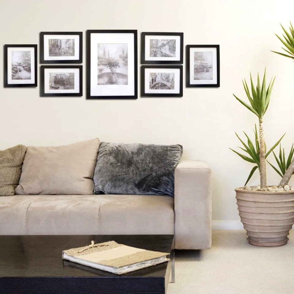 Multi Picture Photo Frame Frames Wall Set 7 Pieces For Home Accessories  One 8x10 Two 5x7 Four 6x4