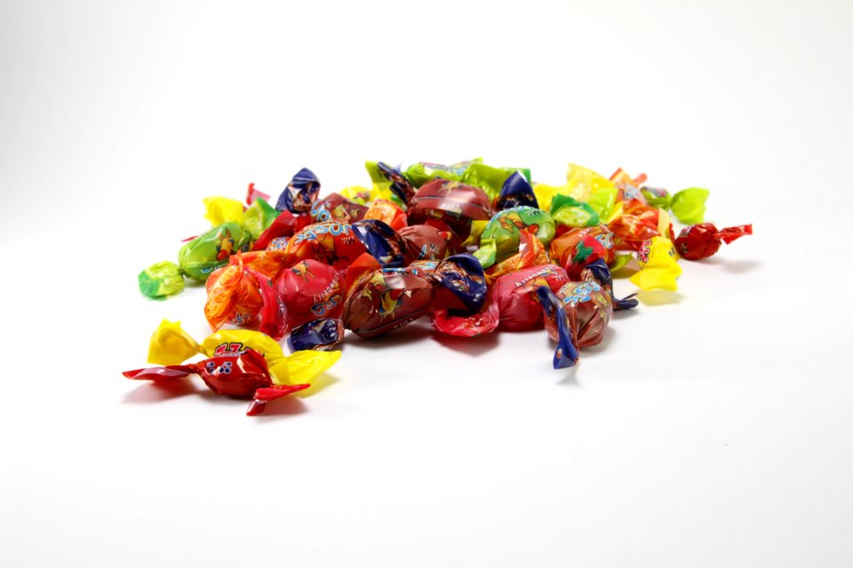 Wrapped Fruit Candies Isolated